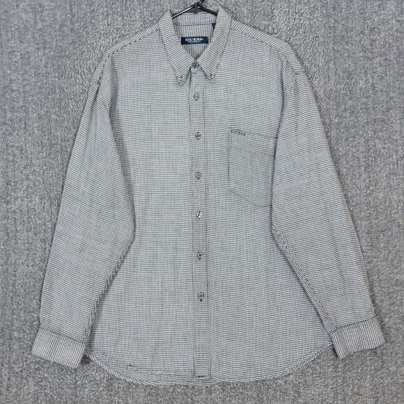 Guess Shirt Mens L Black White Houndstooth Flannel Vintage Classics Button Up - Picture 1 of 10